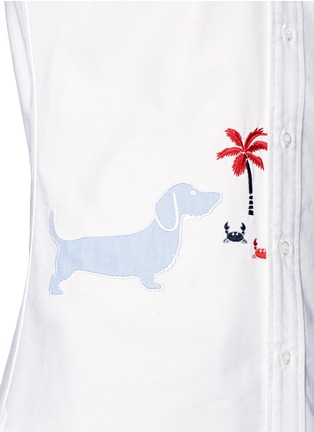 Detail View - Click To Enlarge - THOM BROWNE  - 'Hector' appliqué cotton Oxford shirt