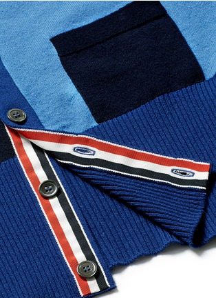 Detail View - Click To Enlarge - THOM BROWNE  - Colourblock stripe sleeve cashmere cardigan