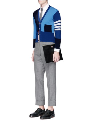 Figure View - Click To Enlarge - THOM BROWNE  - Colourblock stripe sleeve cashmere cardigan
