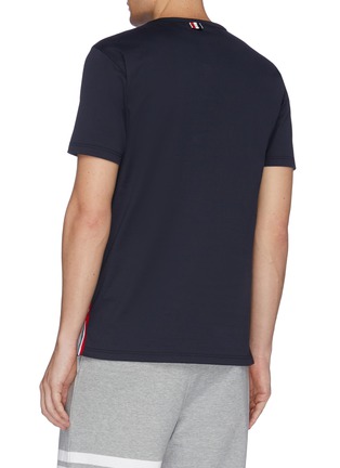 Back View - Click To Enlarge - THOM BROWNE - Stripe trim T-shirt