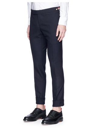 Front View - Click To Enlarge - THOM BROWNE  - Stripe side adjuster wool fresco pants