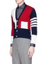 Front View - Click To Enlarge - THOM BROWNE  - Colourblock stripe sleeve cashmere cardigan