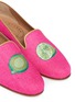 Detail View - Click To Enlarge - STUBBS & WOOTTON - Lime embroidered woven slip-ons