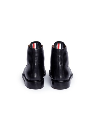 Back View - Click To Enlarge - THOM BROWNE  - Cap toe leather Derby boots