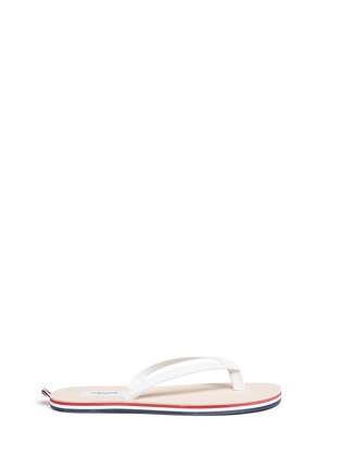 Main View - Click To Enlarge - THOM BROWNE  - Stripe leather flip flops