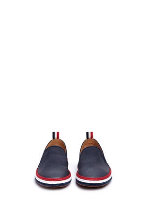 Front View - Click To Enlarge - THOM BROWNE  - Coated canvas espadrille slip-ons