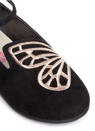 Detail View - Click To Enlarge - SOPHIA WEBSTER - 'Bibi Butterfly Mini' embroidered suede toddler flats