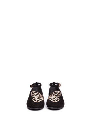 Figure View - Click To Enlarge - SOPHIA WEBSTER - 'Bibi Butterfly Mini' embroidered suede toddler flats