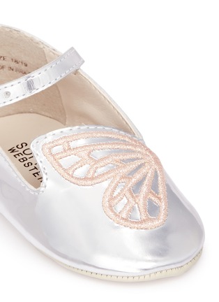 Detail View - Click To Enlarge - SOPHIA WEBSTER - Bibi Butterfly Baby' embroidered mirror leather infant flats