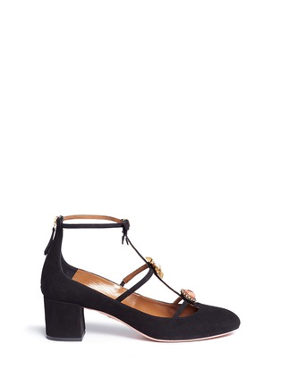 Main View - Click To Enlarge - AQUAZZURA - 'Pandora' embellished caged suede pumps