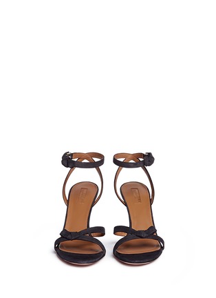 Front View - Click To Enlarge - AQUAZZURA - 'Passion' knotted bow suede sandals