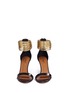 Front View - Click To Enlarge - AQUAZZURA - 'Spin Me Around 75' metallic anklet leather sandals