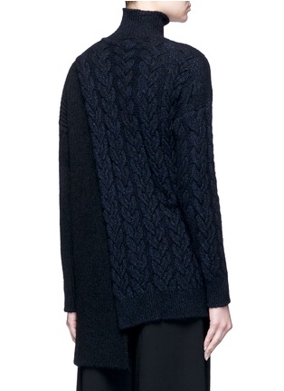 Back View - Click To Enlarge - STELLA MCCARTNEY - Asymmetric wrap mixed cable knit sweater