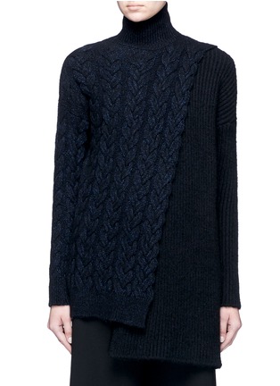 Main View - Click To Enlarge - STELLA MCCARTNEY - Asymmetric wrap mixed cable knit sweater