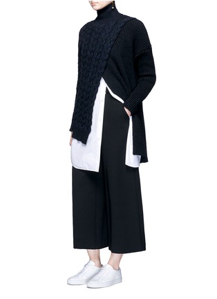 Figure View - Click To Enlarge - STELLA MCCARTNEY - Asymmetric wrap mixed cable knit sweater