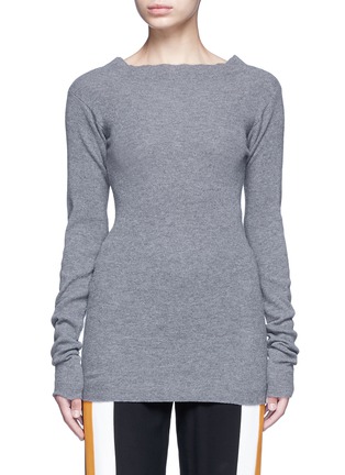Main View - Click To Enlarge - STELLA MCCARTNEY - Off-shoulder rib knit wool sweater