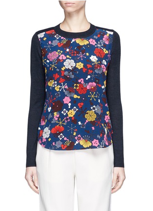 Main View - Click To Enlarge - KENZO - 'Tanami' slit back wool and silk print sweater