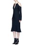 Figure View - Click To Enlarge - PROENZA SCHOULER - Torque neck cold shoulder crepe dress