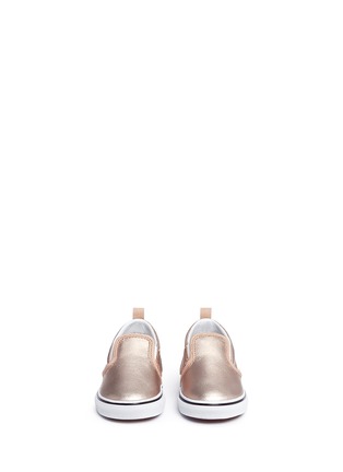 Figure View - Click To Enlarge - VANS - 'Slip-on V Metallic' leather toddler skate shoes