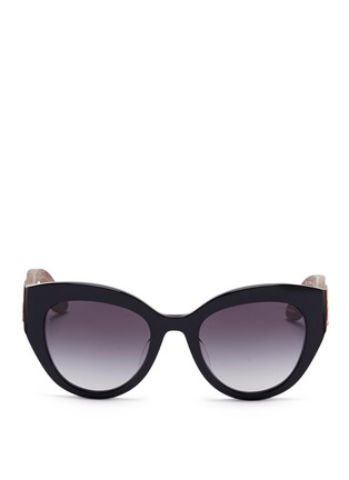 Main View - Click To Enlarge - - - Sicilian Carretto relief wood temple acetate butterfly sunglasses