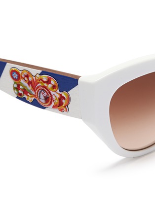 Detail View - Click To Enlarge - - - Sicilian Carretto relief wood temple acetate butterfly sunglasses