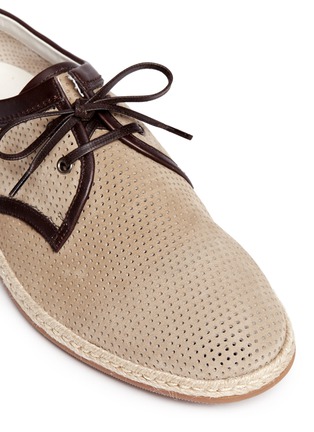 Detail View - Click To Enlarge - - - Perforated suede espadrille Derbies