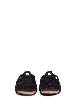 Front View - Click To Enlarge - PEDRO GARCIA  - 'Adaya' honeycomb cutout suede slide sandals