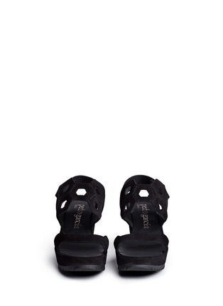 Front View - Click To Enlarge - PEDRO GARCIA  - 'Fermina' honeycomb cutout suede wedge sandals