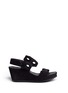 Main View - Click To Enlarge - PEDRO GARCIA  - 'Fermina' honeycomb cutout suede wedge sandals