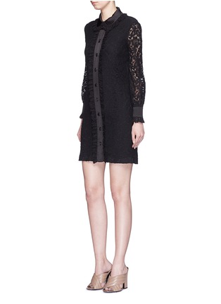 Figure View - Click To Enlarge - GUCCI - Cluny lace satin trim dress