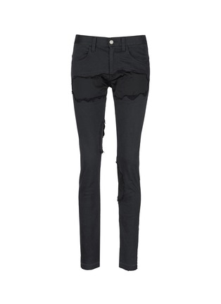 Main View - Click To Enlarge - 73088 - Raw edge patch skinny jeans