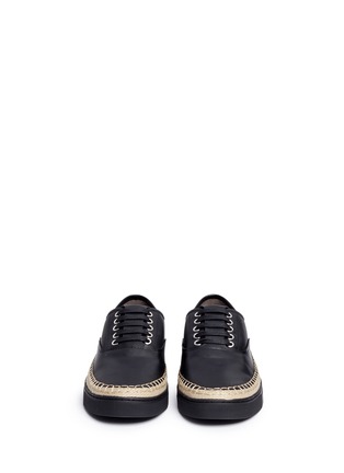 Front View - Click To Enlarge - ALEXANDER WANG - 'Asher' raffia sole leather sneakers