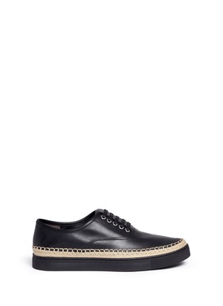 Main View - Click To Enlarge - ALEXANDER WANG - 'Asher' raffia sole leather sneakers