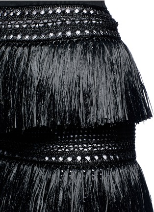 Detail View - Click To Enlarge - VALENTINO GARAVANI - Raffia fringe tiered crochet skirt