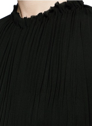 Detail View - Click To Enlarge - VALENTINO GARAVANI - Ruche silk georgette cape dress