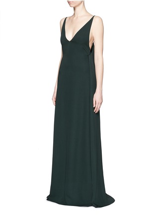 Figure View - Click To Enlarge - VALENTINO GARAVANI - Low back V-neck silk cady crepe gown