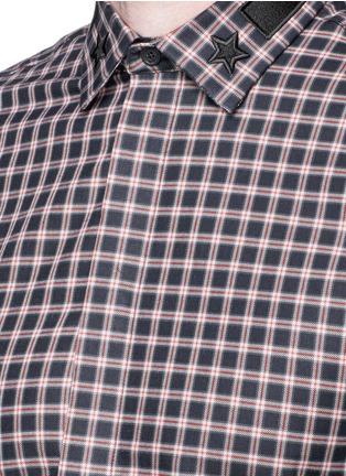 Detail View - Click To Enlarge - GIVENCHY - Star stripe collar check flannel shirt