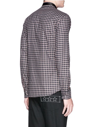 Back View - Click To Enlarge - GIVENCHY - Star stripe collar check flannel shirt
