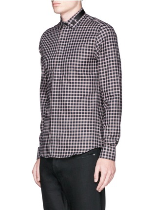 Front View - Click To Enlarge - GIVENCHY - Star stripe collar check flannel shirt