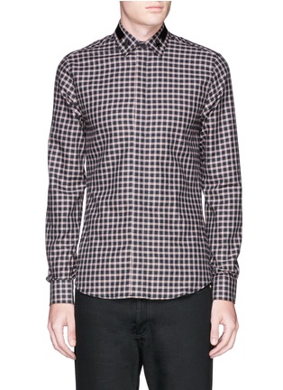 Main View - Click To Enlarge - GIVENCHY - Star stripe collar check flannel shirt