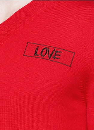 Detail View - Click To Enlarge - GIVENCHY - 'Love' embroidery wool sweater