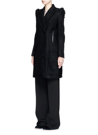 Front View - Click To Enlarge - PREEN BY THORNTON BREGAZZI - 'Sasha' frill shoulder felted wool cape coat