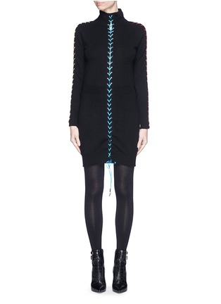 Detail View - Click To Enlarge - PREEN BY THORNTON BREGAZZI - 'Katya' lace-up turtleneck sweater dress