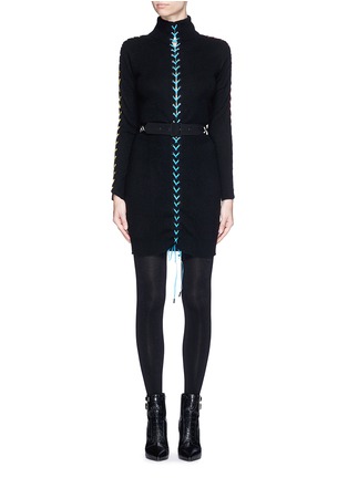 Main View - Click To Enlarge - PREEN BY THORNTON BREGAZZI - 'Katya' lace-up turtleneck sweater dress