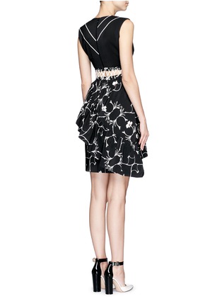 Back View - Click To Enlarge - PREEN BY THORNTON BREGAZZI - 'Lina' blossom branch print lace-up waist dress
