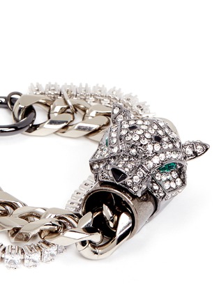 Detail View - Click To Enlarge - VENNA - Crystal jaguar head curb chain bracelet