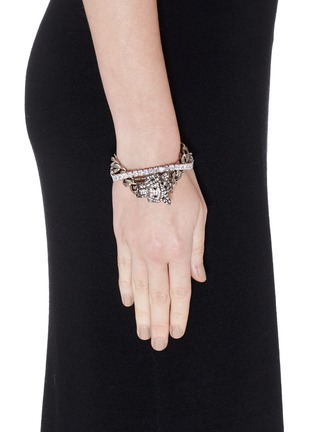 Figure View - Click To Enlarge - VENNA - Crystal jaguar head curb chain bracelet