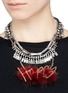 Figure View - Click To Enlarge - VENNA - 'Happy' slogan fur pendant crystal fringe necklace