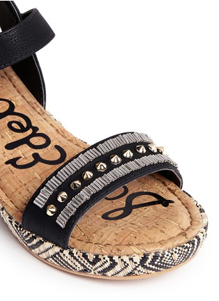 Detail View - Click To Enlarge - SAM EDELMAN - 'Stella' junior raffia wedge platform sandals