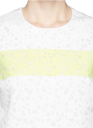 Detail View - Click To Enlarge - ELIZABETH AND JAMES - 'Chelle' neon stripe daisy cutout dress